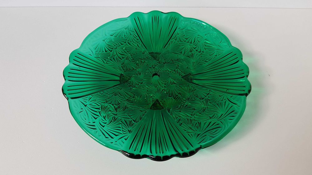 Talerzyk Wachlarze, Ząbkowice, kolorowe szkło PRL