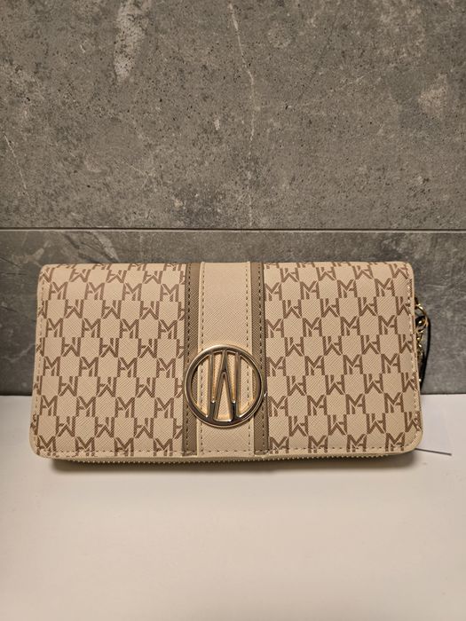 Duży portfel w monogram - beżowy