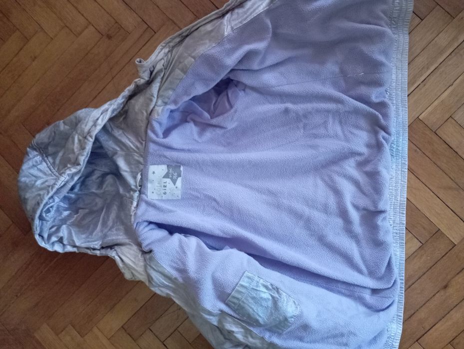 Kurtka zimowa srebrna dziewczęca 140