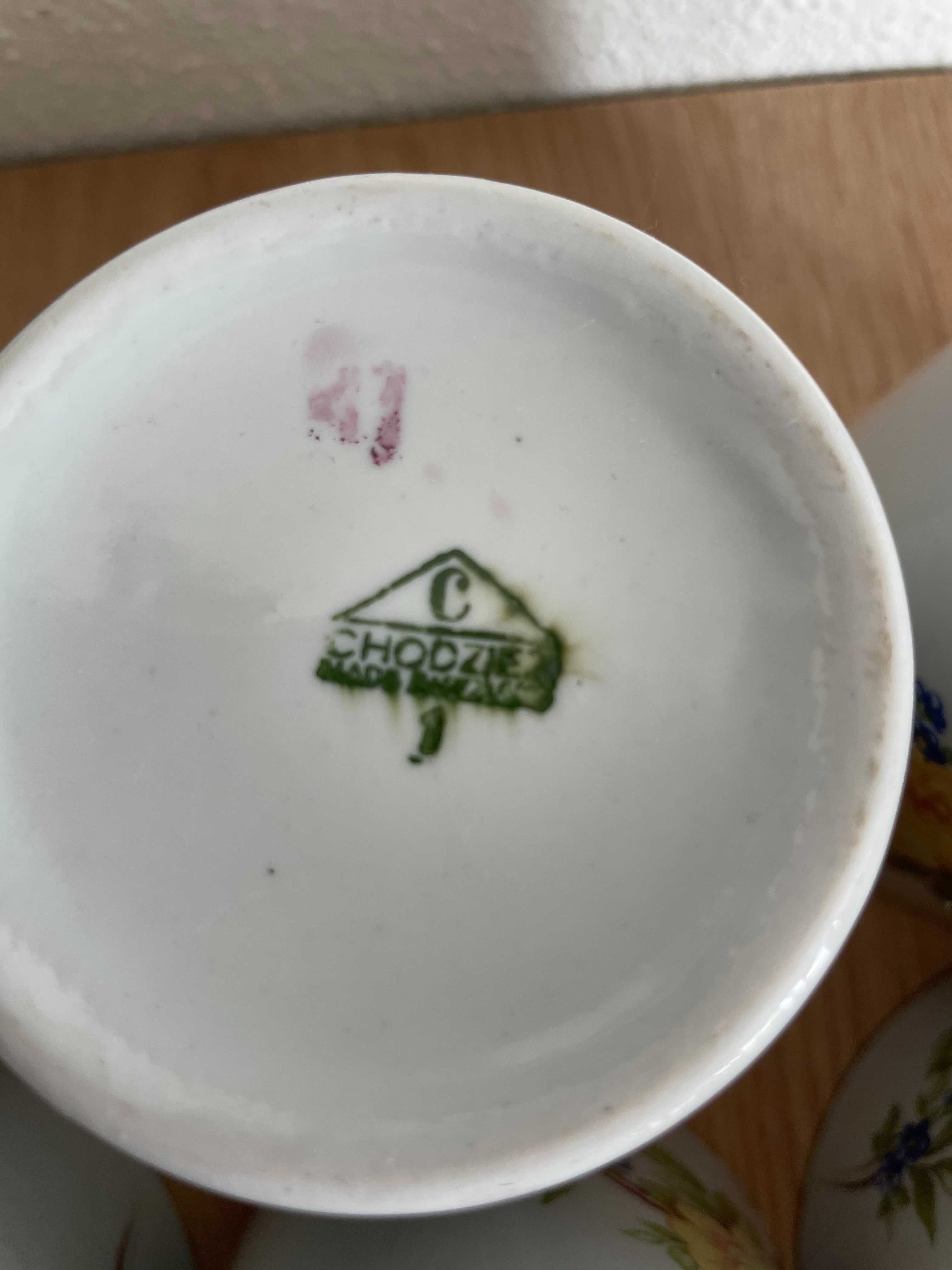 CHODZIEŻ PORCELANA szklanki filiżanki prl szkło kubki zestaw komplet