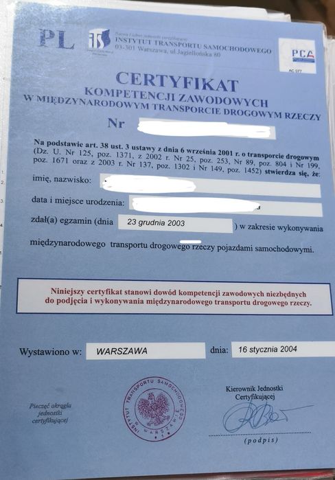 Prowadzenia pojazdów C+E. Pomoc w prowadzeniu firmy transportowej