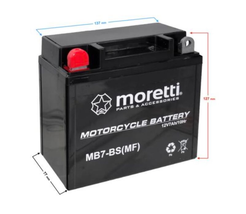 Akumulator żelowy 12V MB7 - BS AGM Moretti