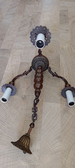 Żyrandol trójramienny vintage piękny solidny PRL