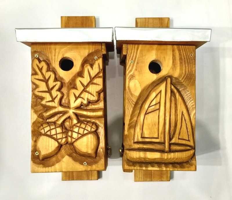 domek dla ptaków, budka lęgowa, rzeźba w drewnie