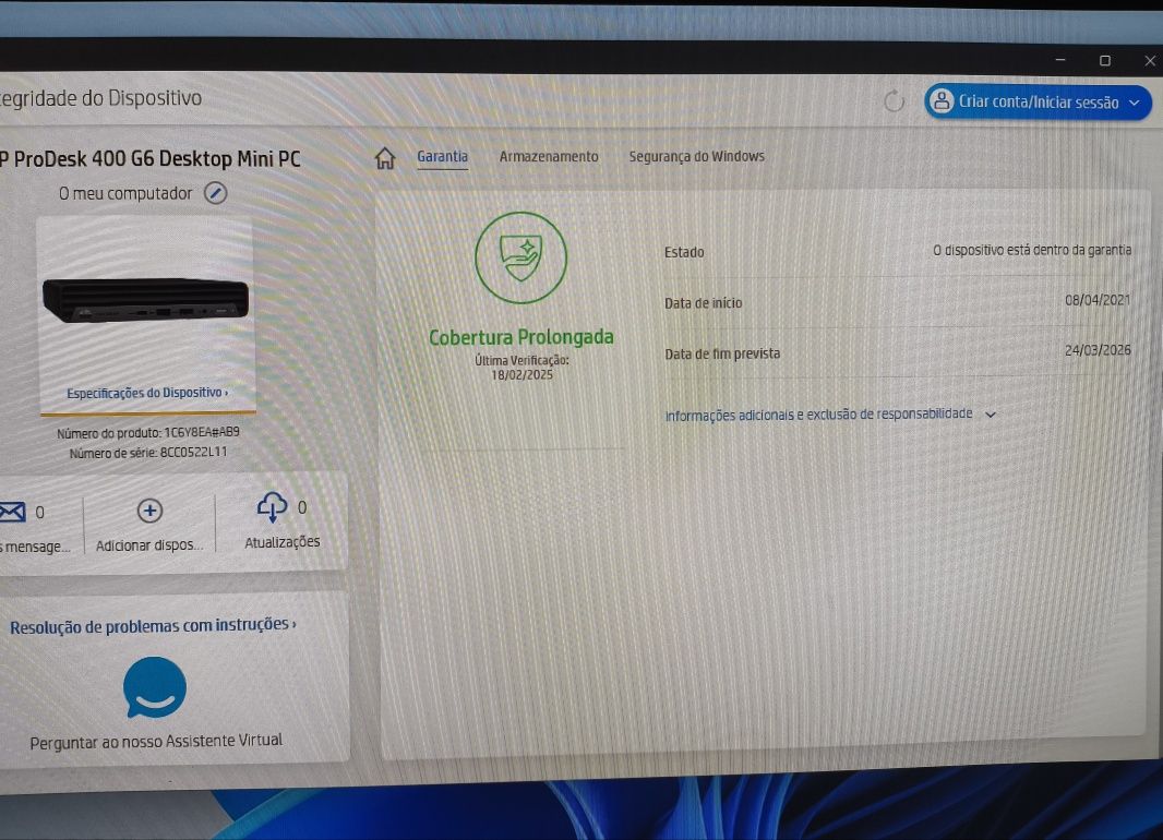 HP ProDesk 400 G6 Mini i5-10500T/16gb/256gb/1tb/Garantia