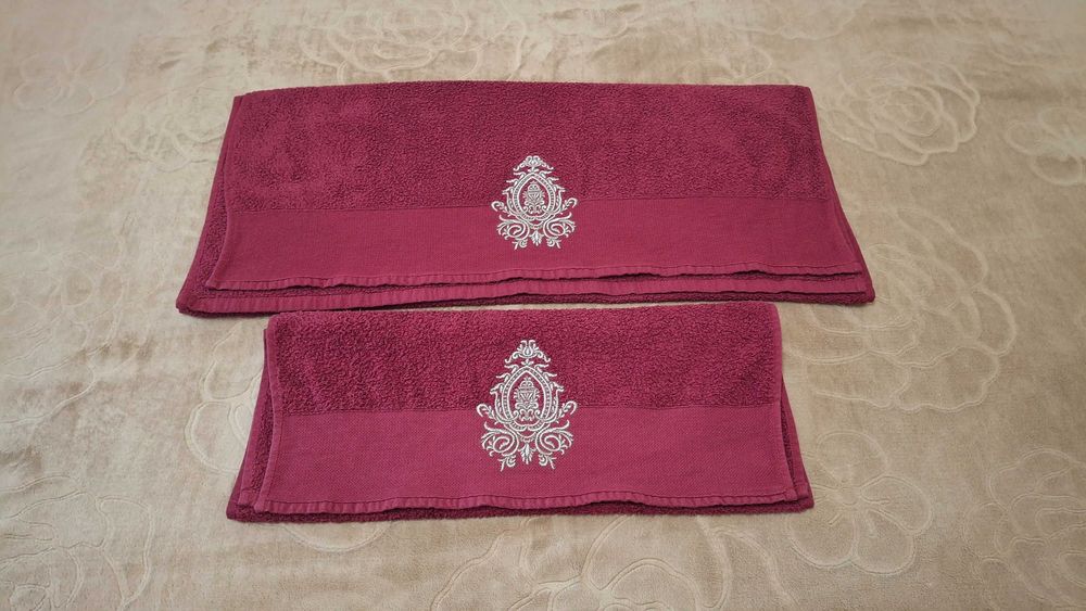 Полотенца махровые набор 2 в 1 Moz Bantik Bordo 50×90+70×140 в коробке