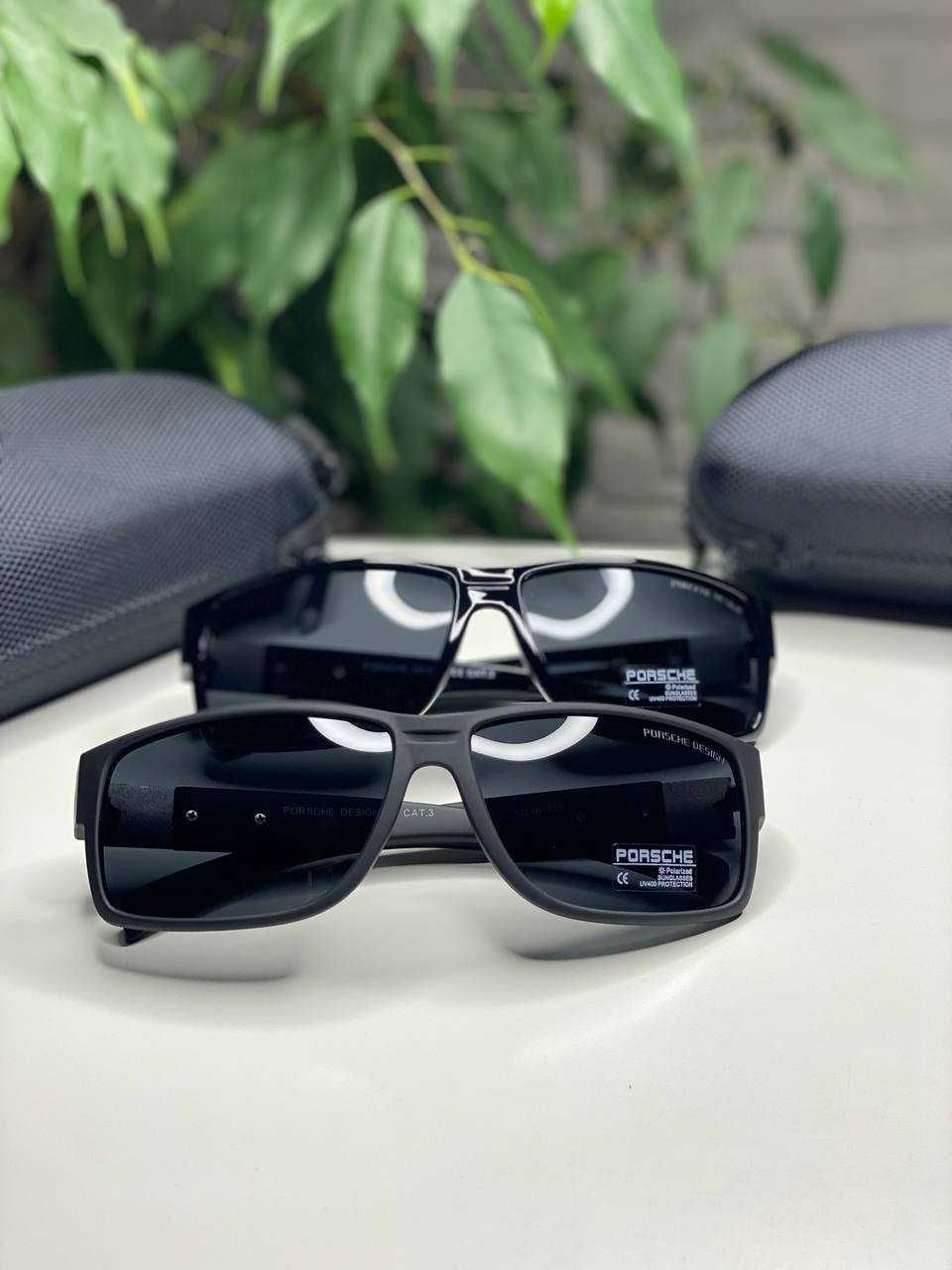 Сонцезахисні окуляри PORSCHE Polarized чорні поляризовані плоскі Чолов