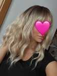 Blond peruka jakość premium jak naturalne włosy pasemka ombre grzywka