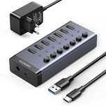 Ugreen wielofunkcyjny HUB 7w1 USB Typ C - 7x USB Typ A 3.0 PD DC 12V s