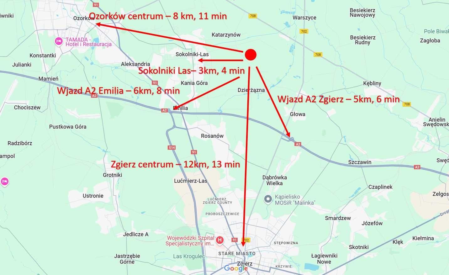 Działka rolno budowlana Jasionka k. Sokolniki Las 1175 m2