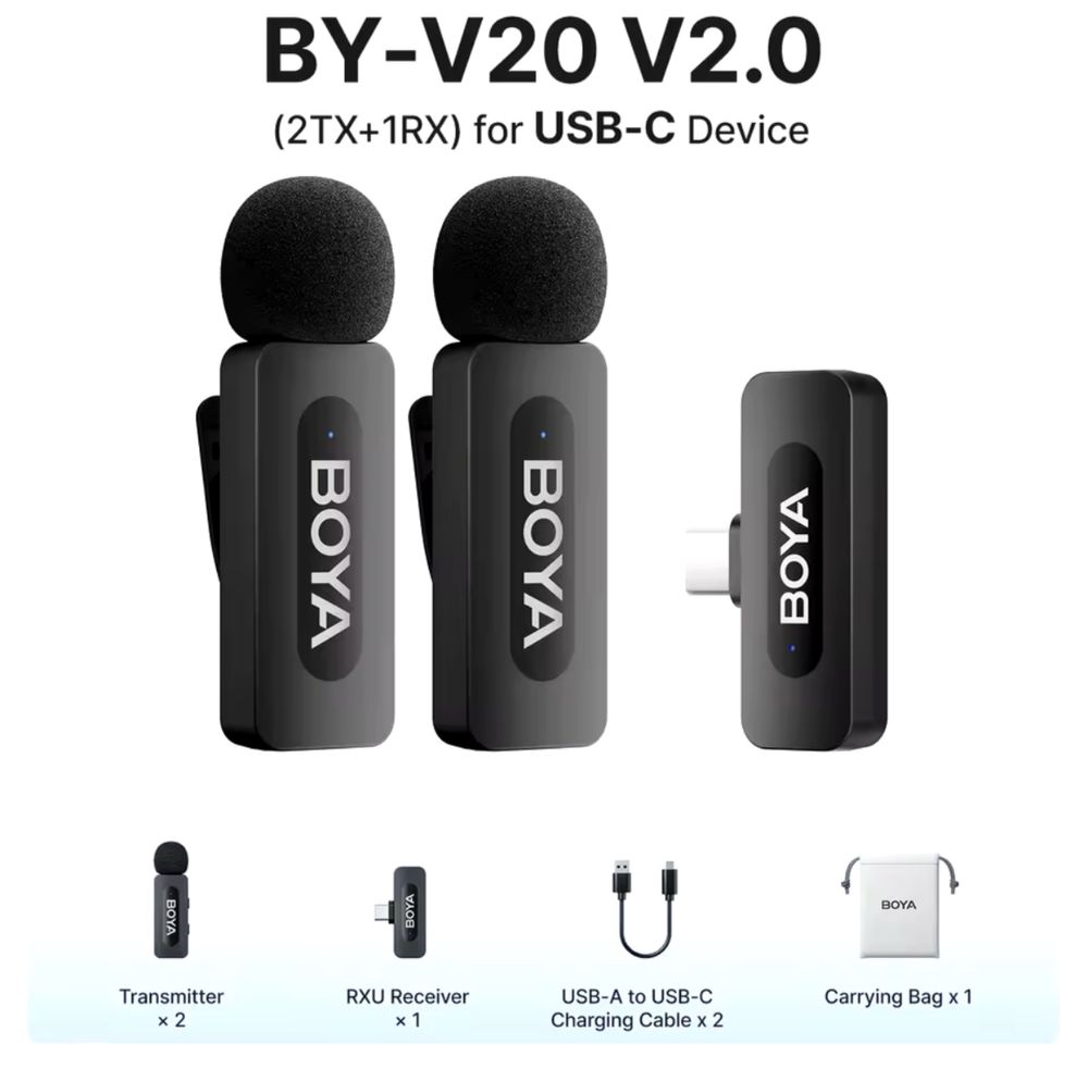 Мікрофон подвійний BOYA V20 Usb Type C  Iphone Android