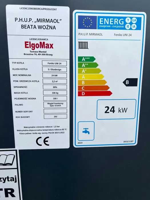 DREWNO 5 KLASA Kocioł Piec 24KW 280m2 UNI Uniwersal WĘGIEL !GRATISY!