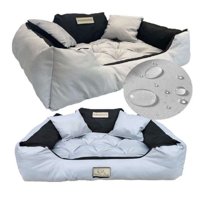 legowisko dla psa 115x95 cm personalizowane wodoodporne jasnoszare