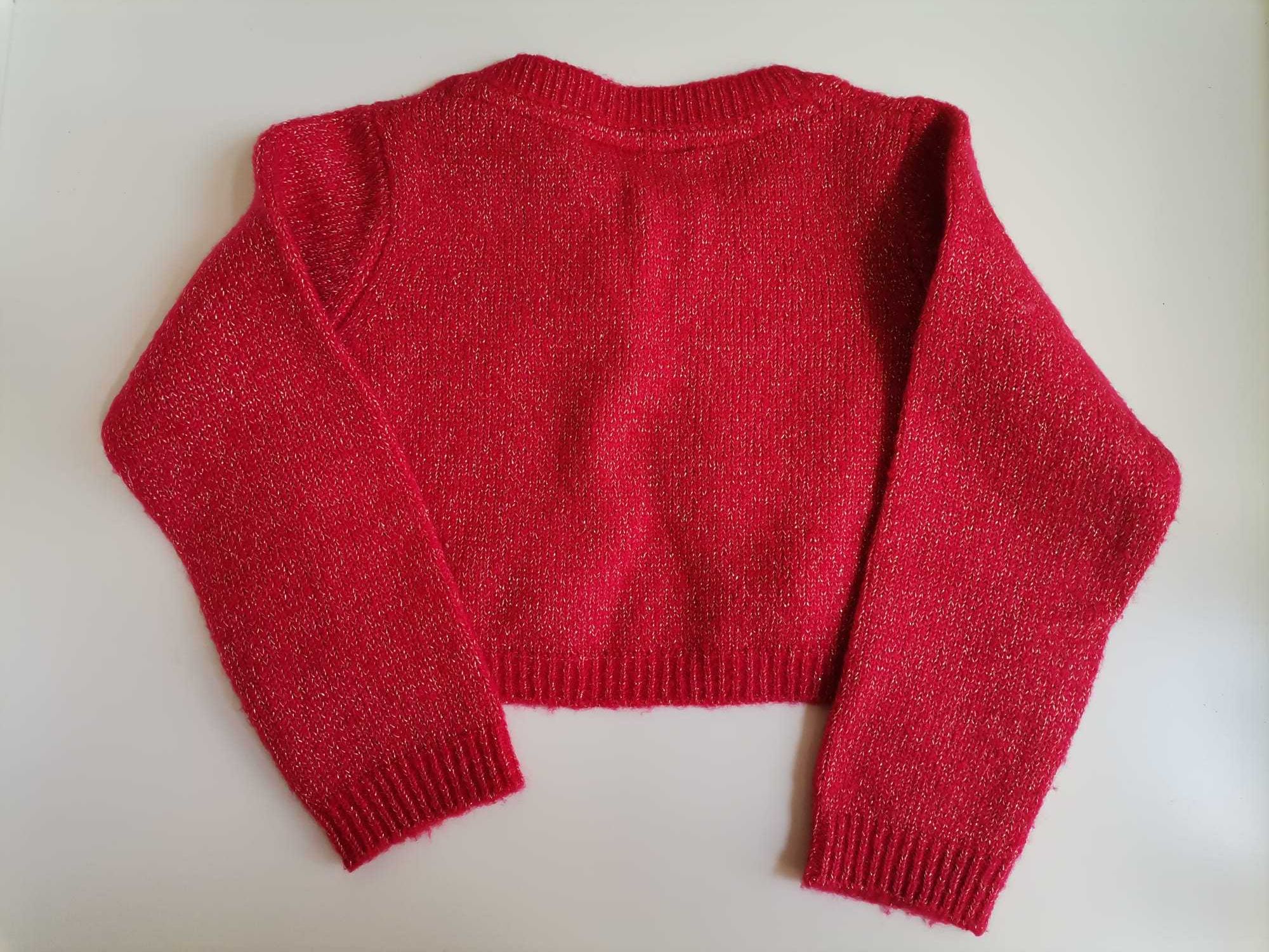 Nowe czerwone bolerko ze złotą nitką sweterek So Cute rozmiar 80