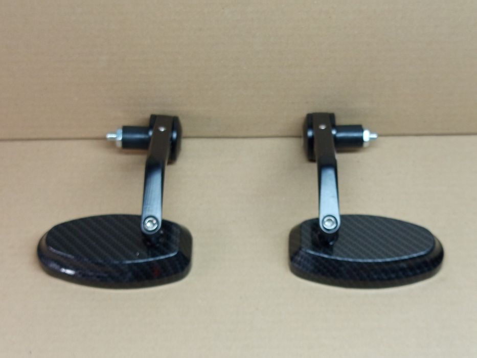 Зеркала мото (пара) "ОВАЛ CARBON" в торец руля