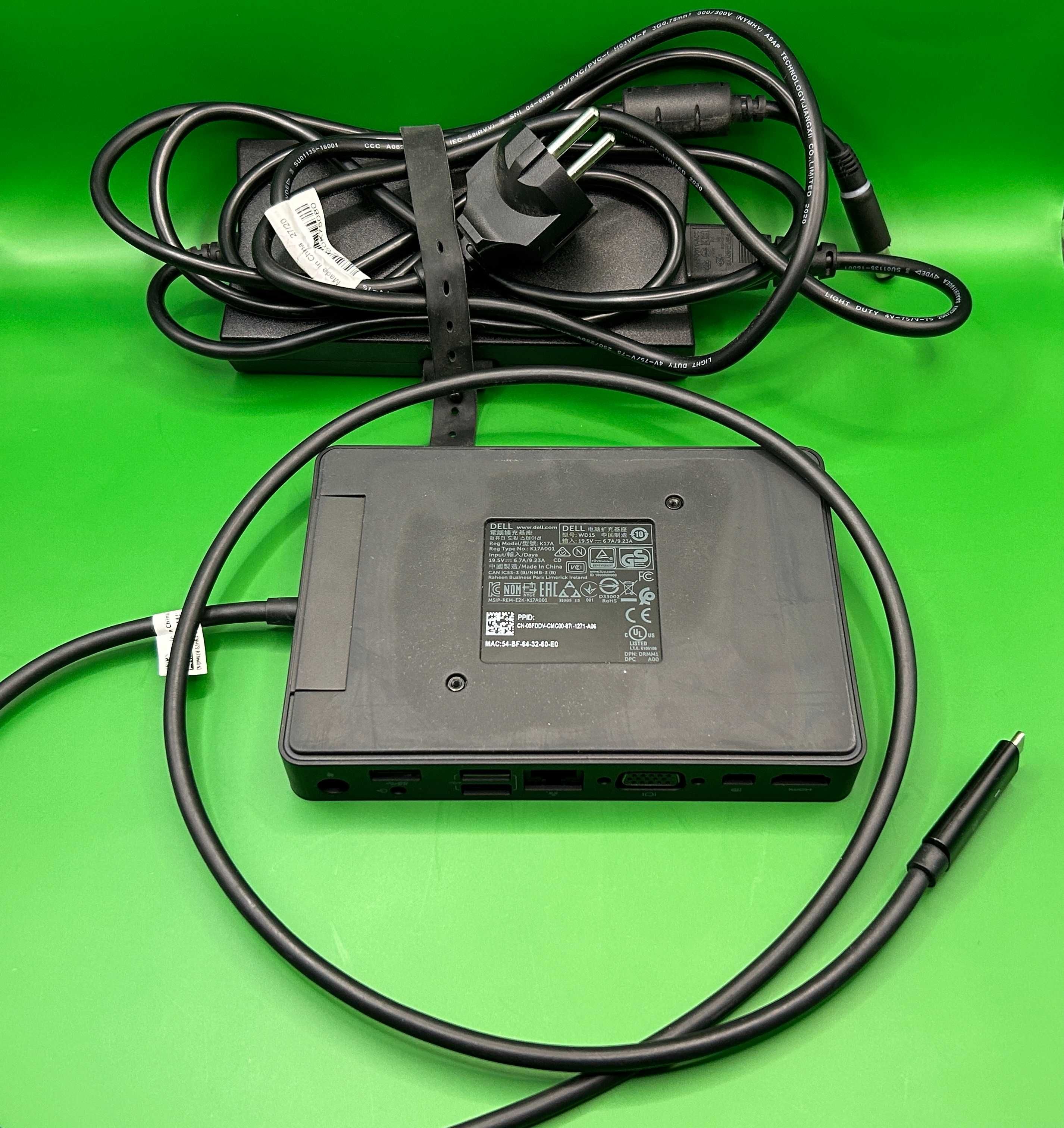 Stacja Dokująca DELL WD15 USB-C K17A 452-BCCQ z Zasilaczem