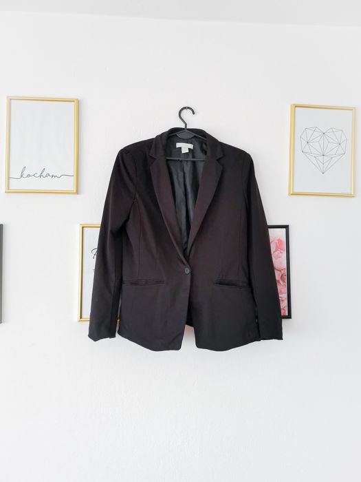 Czarna marynarka, żakiet, blezer H&M, klasyczny, 40/L