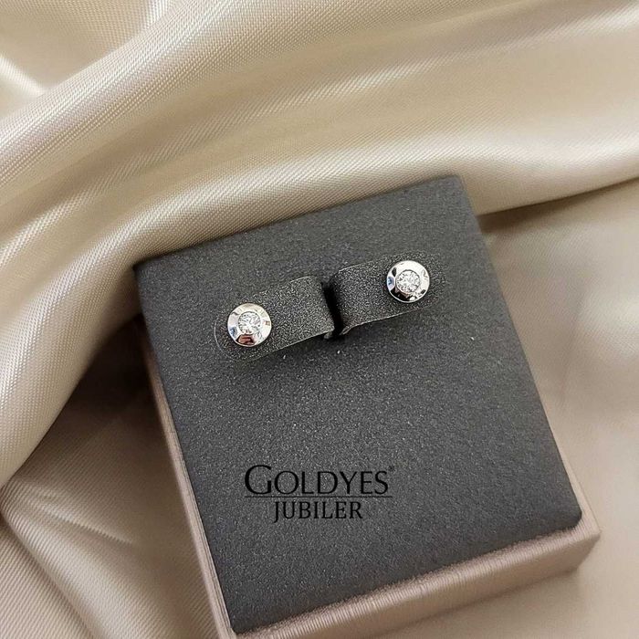 złote kolczyki z brylantem białe złota próba złota 375
