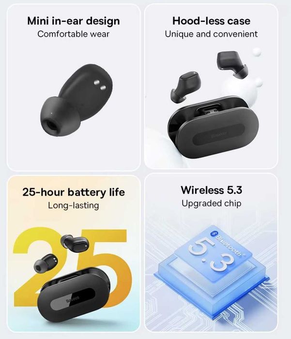 Bluetooth навушники Baseus Bowie EZ10 Mini In-Ear TWS оригінал, нові
