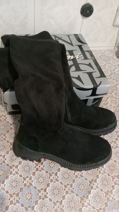 Сапоги жіночі високі єврозима натуральна замша 37 розмір