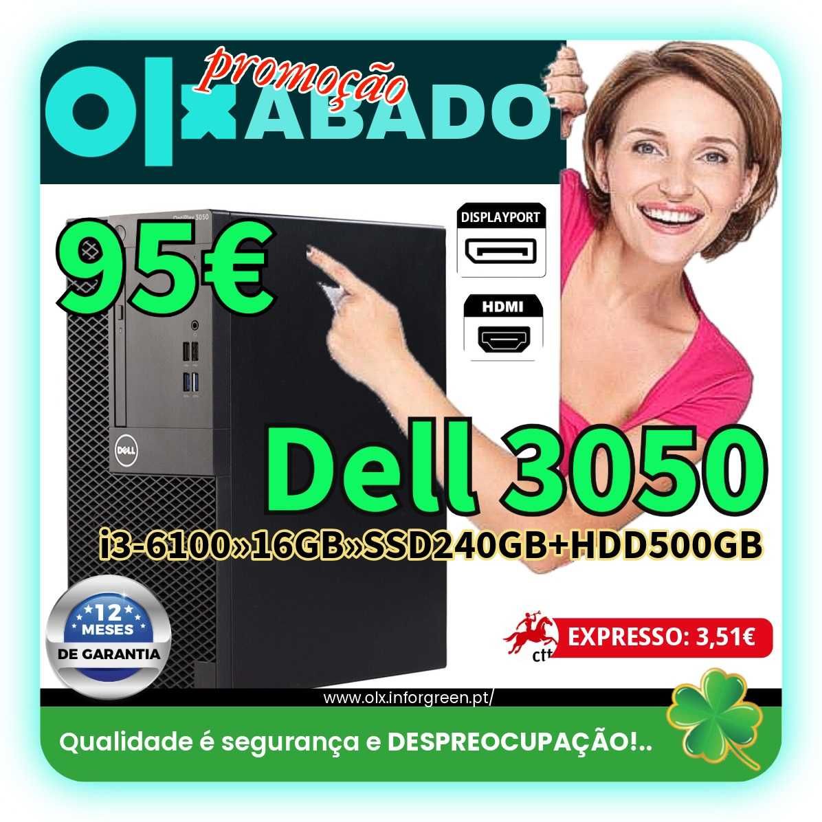 Dell Optiplex 3050 i3-6100/16GB/SSD240/HDD500GB - PROMOÇÃO OLXÁBADO