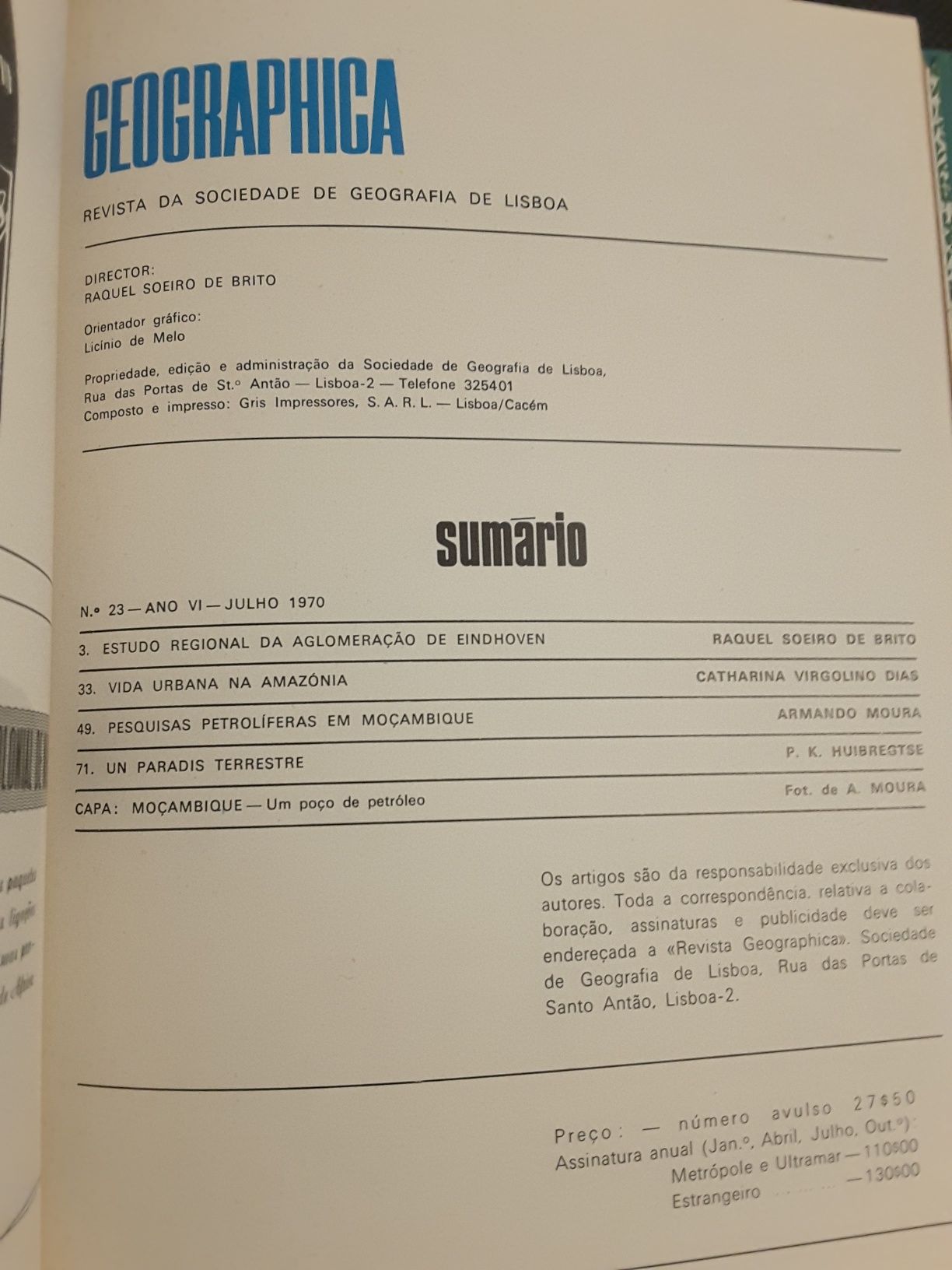 Geographica 1970 (Ilha de Moçambique-Serra da Estrela-Angola-Açores)