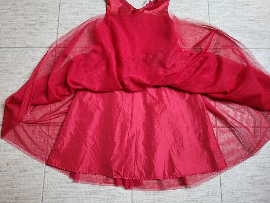 wizytowa, tiulowa, balowa sukienka na szerokich ramiączkach H&M 140