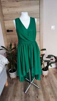 Butelkowa sukienka szmaragdowa zielona asymetryczna L
