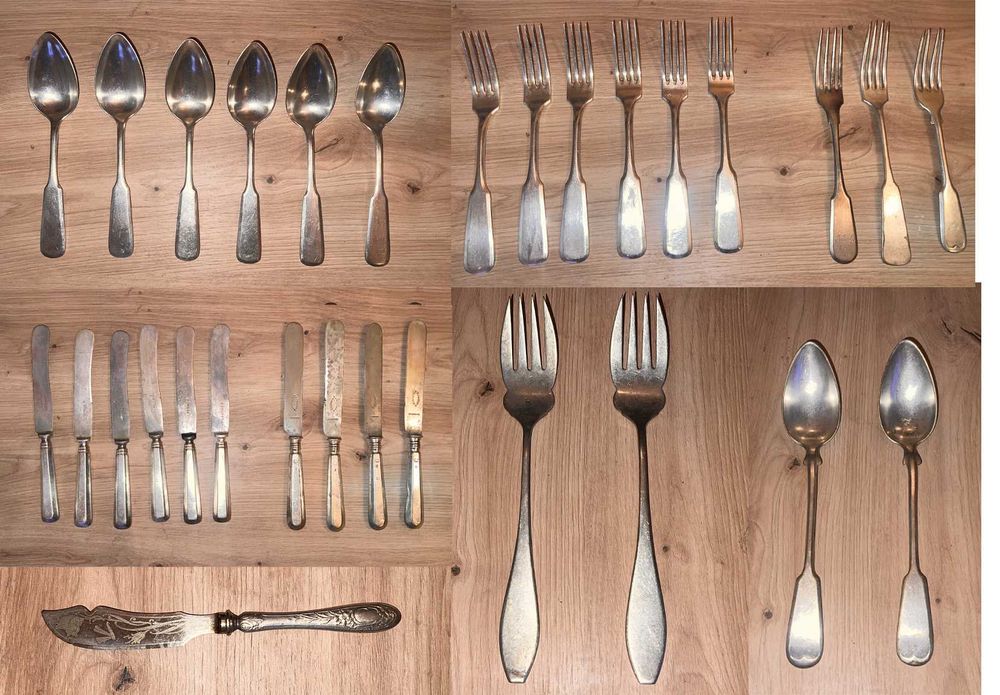 komplet sztućców FRAGET „BM PLAQUE” — plater, ok. 1920–1930, 25 Elem.