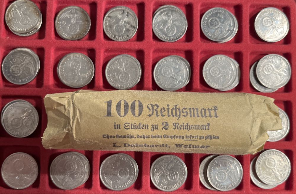 Zestaw 50 sztuk 2 marki Hindenburg 1937 do 1939 srebrnych monet rzesza