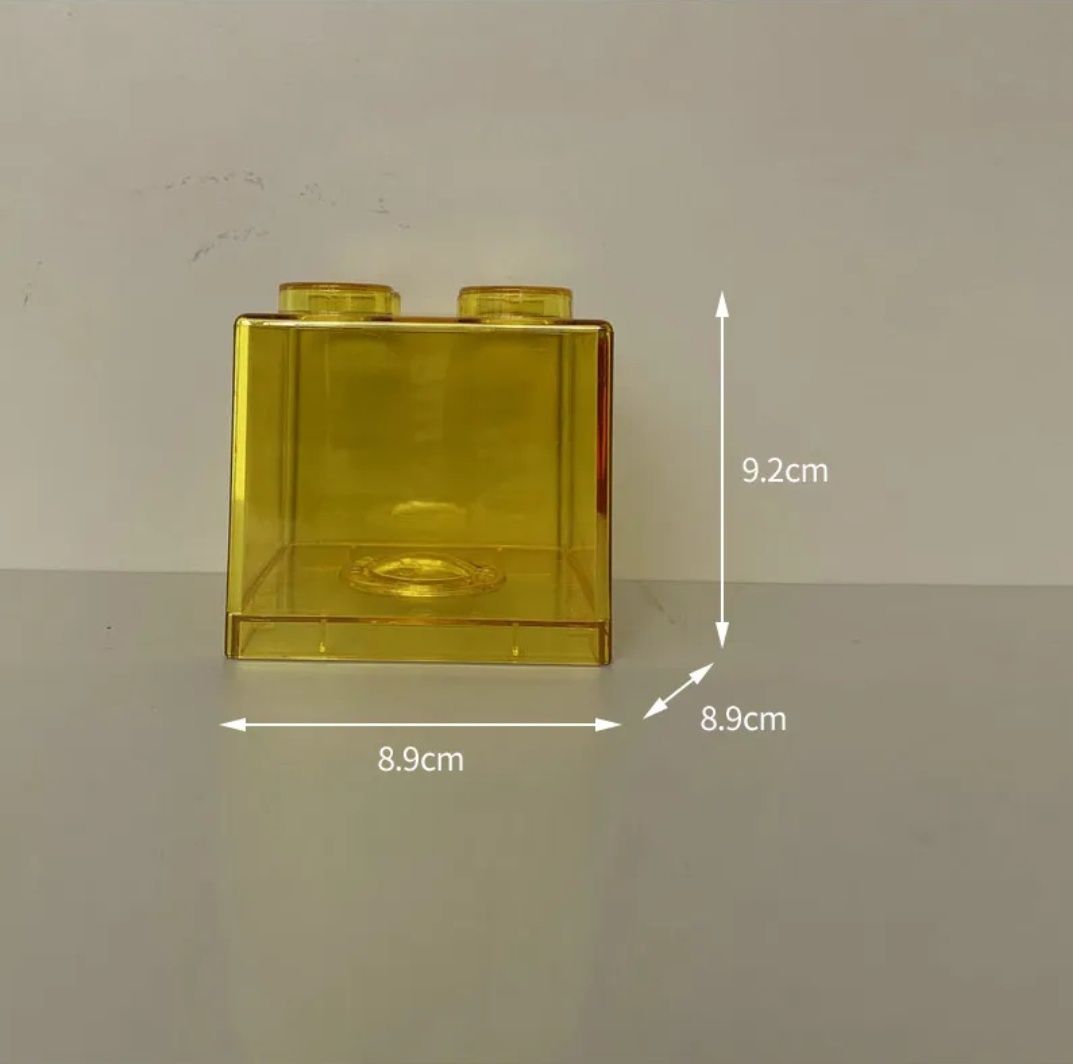 Прозора скарбничка копілка для монет у формі блока лего