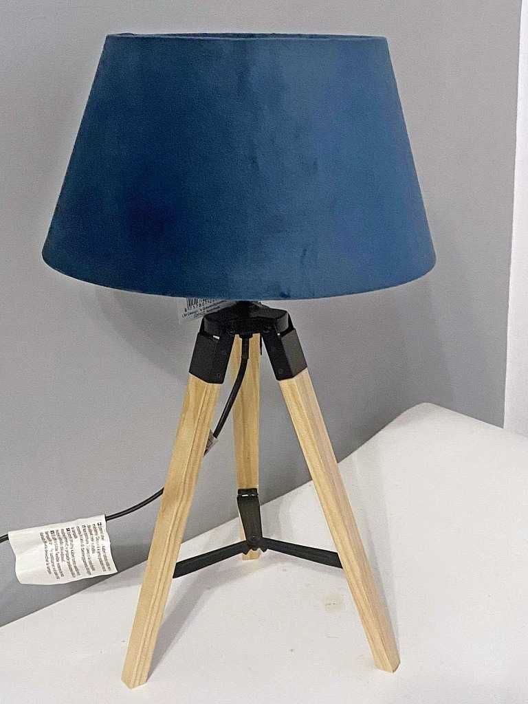 DREWNIANA lampa mini tripod, STATYW, nocna lampka