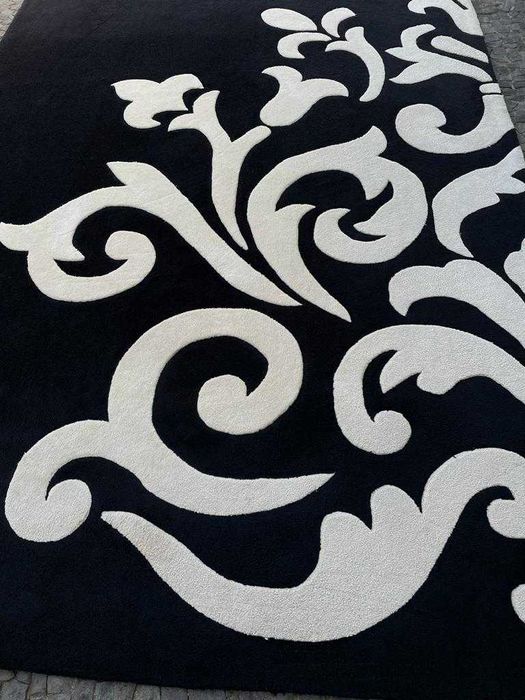 Tapete de pelo curto preto e branco 200x290