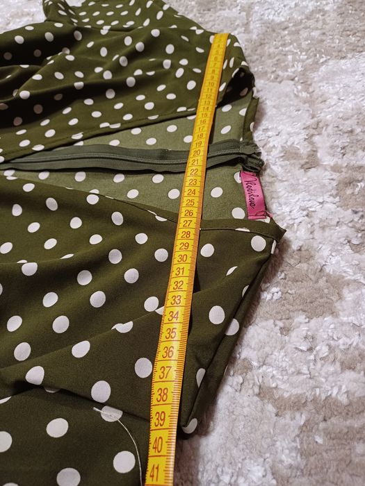 Ромпер комбинезон с поясом  оливковый в горох