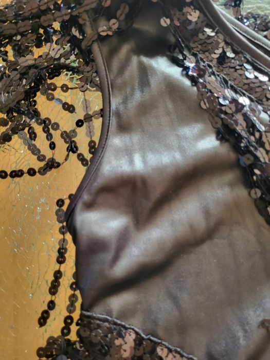 Sukienka wizytowa cekiny frędzle roz 38