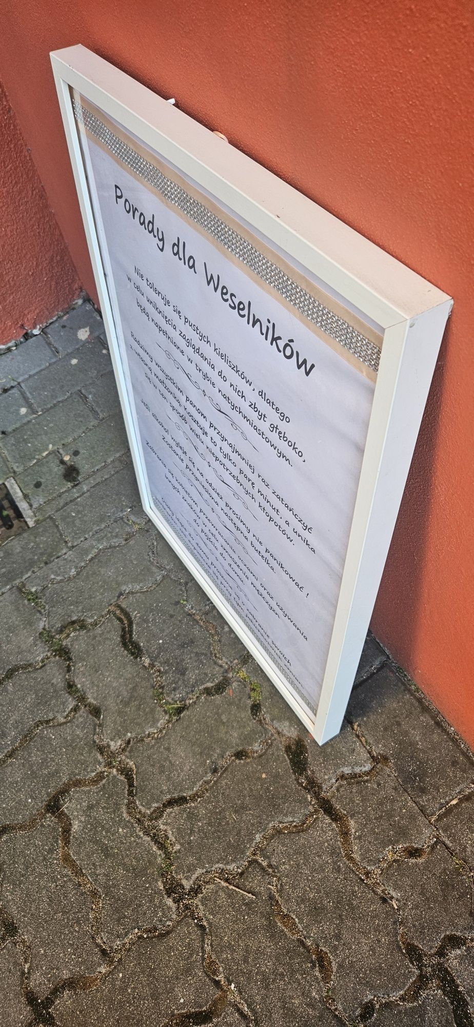 Ramka dekoracyjna na wesele – „Porady dla Weselników” – 52x73 cm
