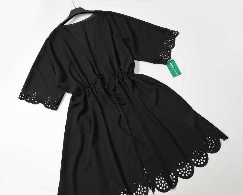 Шифоновая черная пляжная туника парео