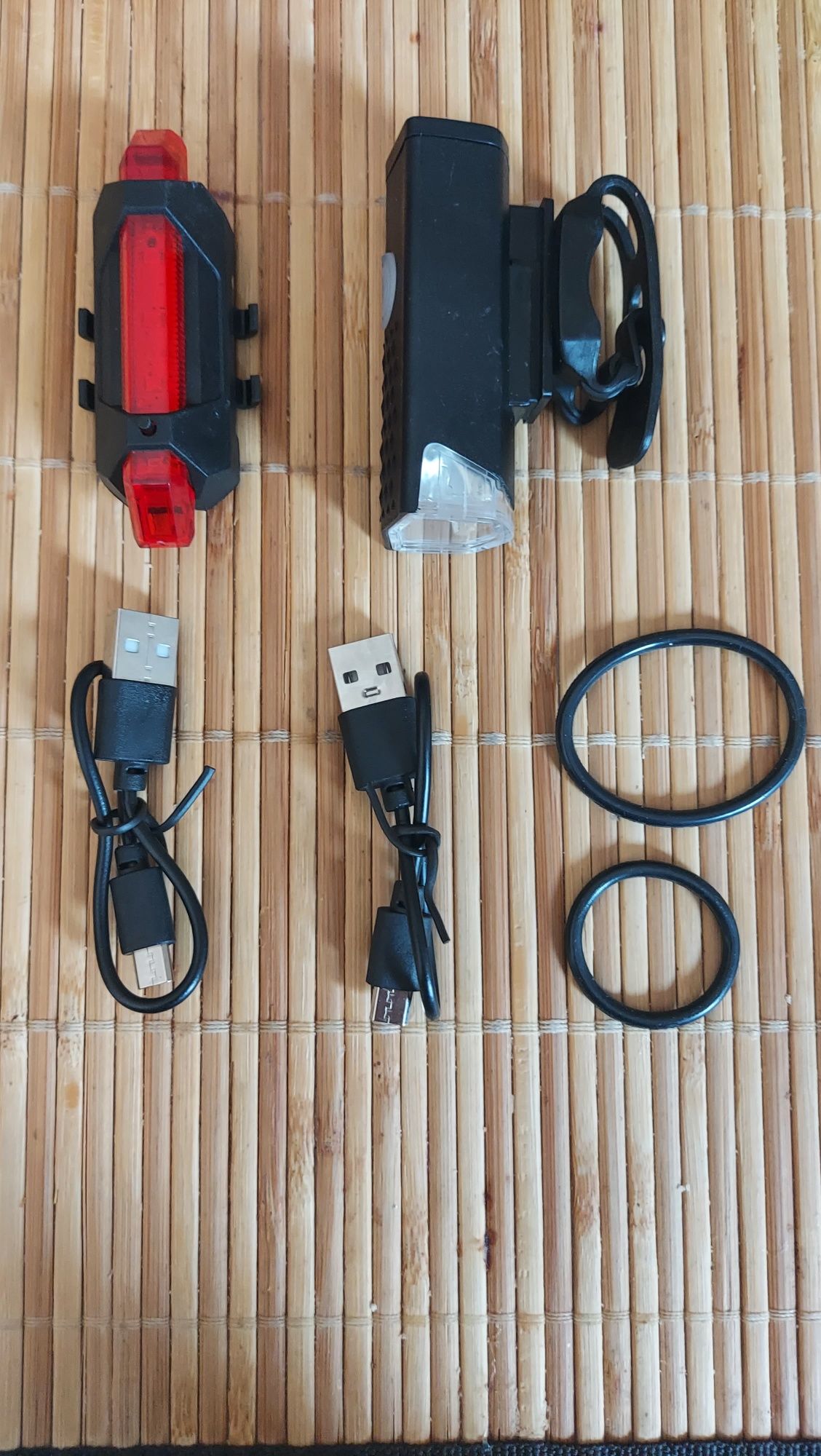 Komplet światła LED na rower, oświetlenie przód, tył, USB