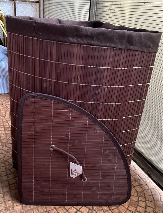 Kosz bambusowy na pranie 55 l ciemny