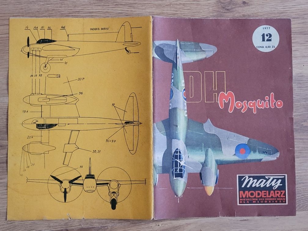 Mały Modelarz nr 12/1977r samolot Mosquito model kartonowy