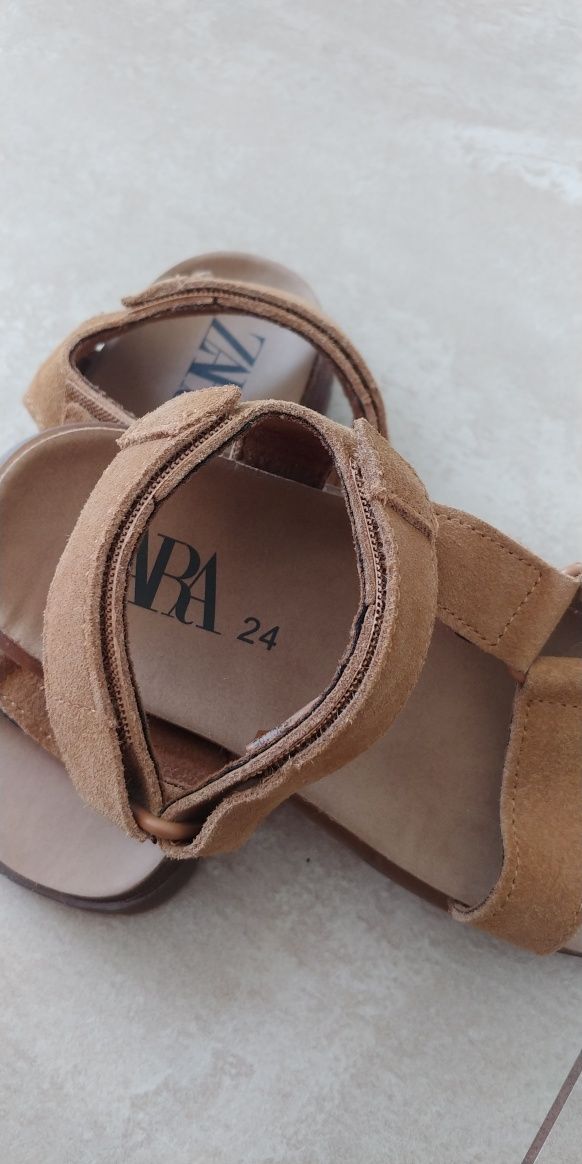 Skórzane sandałki dziecięce Zara 24 nowe