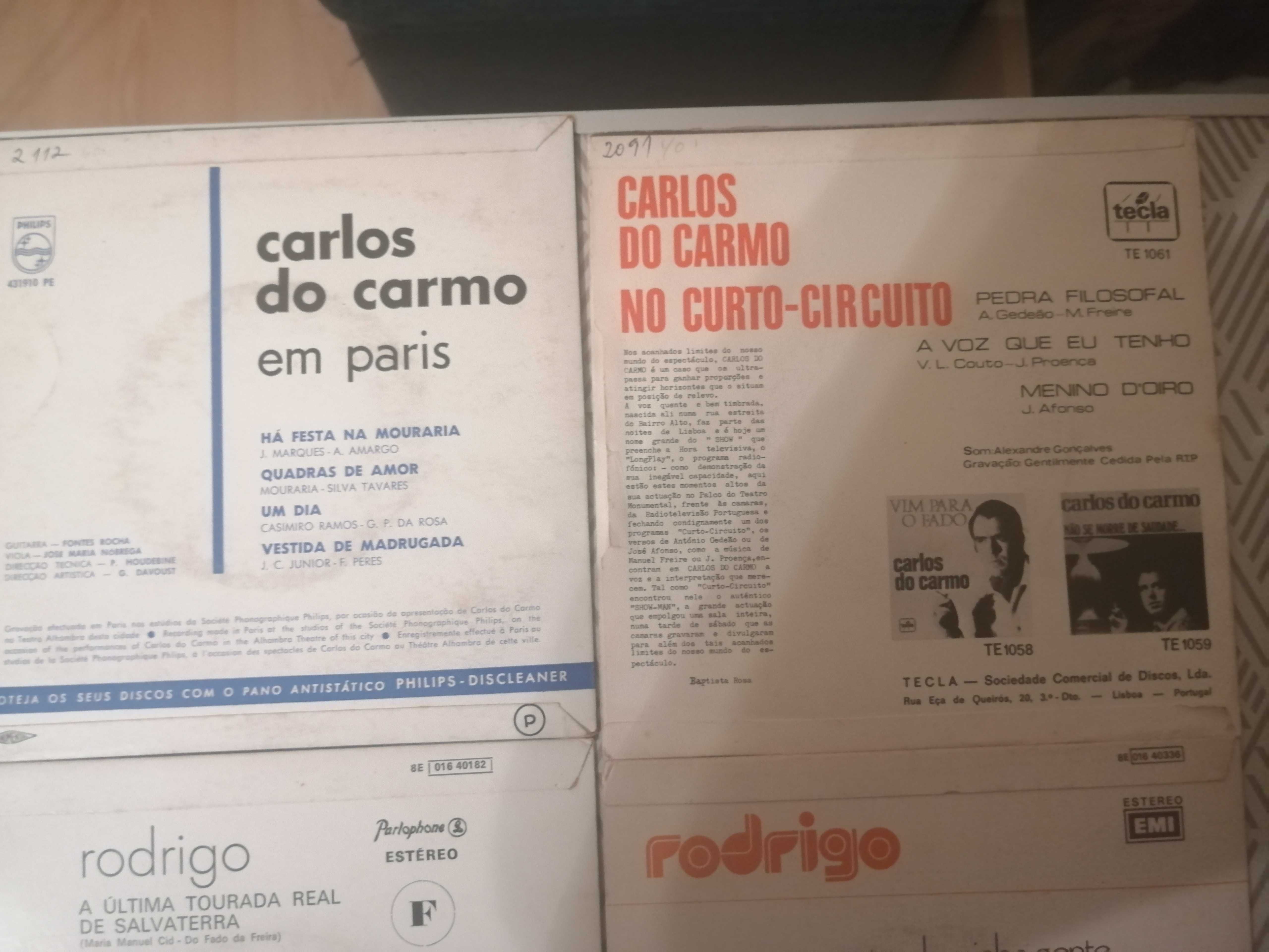 Discos Vinil Maxi Carlos do Carmo, Rodrigo e João Ferreira-Rosa.