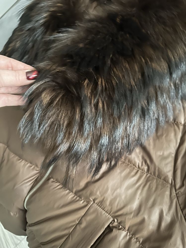 Kurtka puchowa Jenot naruralny puch Futro S 36 oversize
