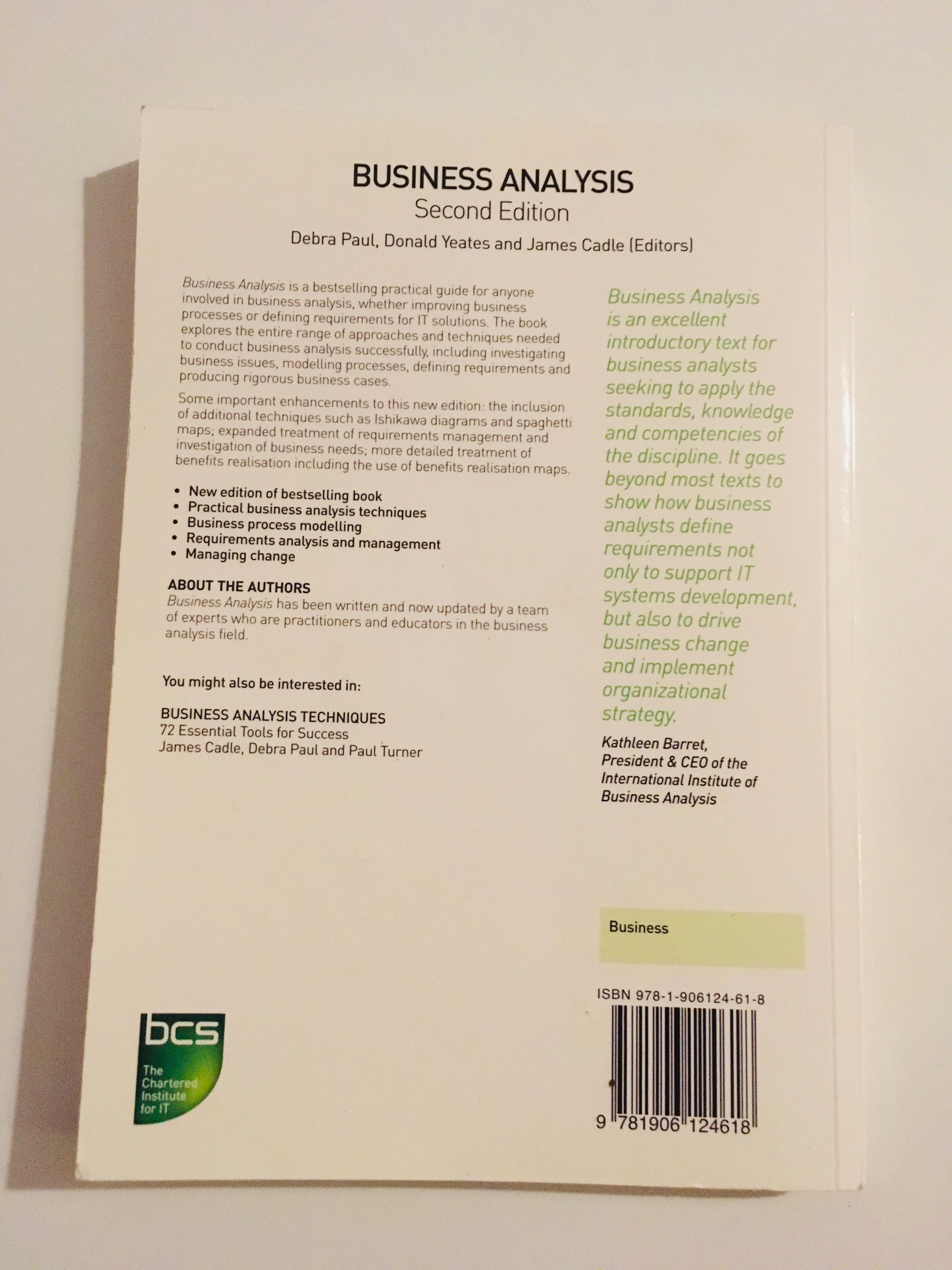 Livro Business Analysis, em inglês