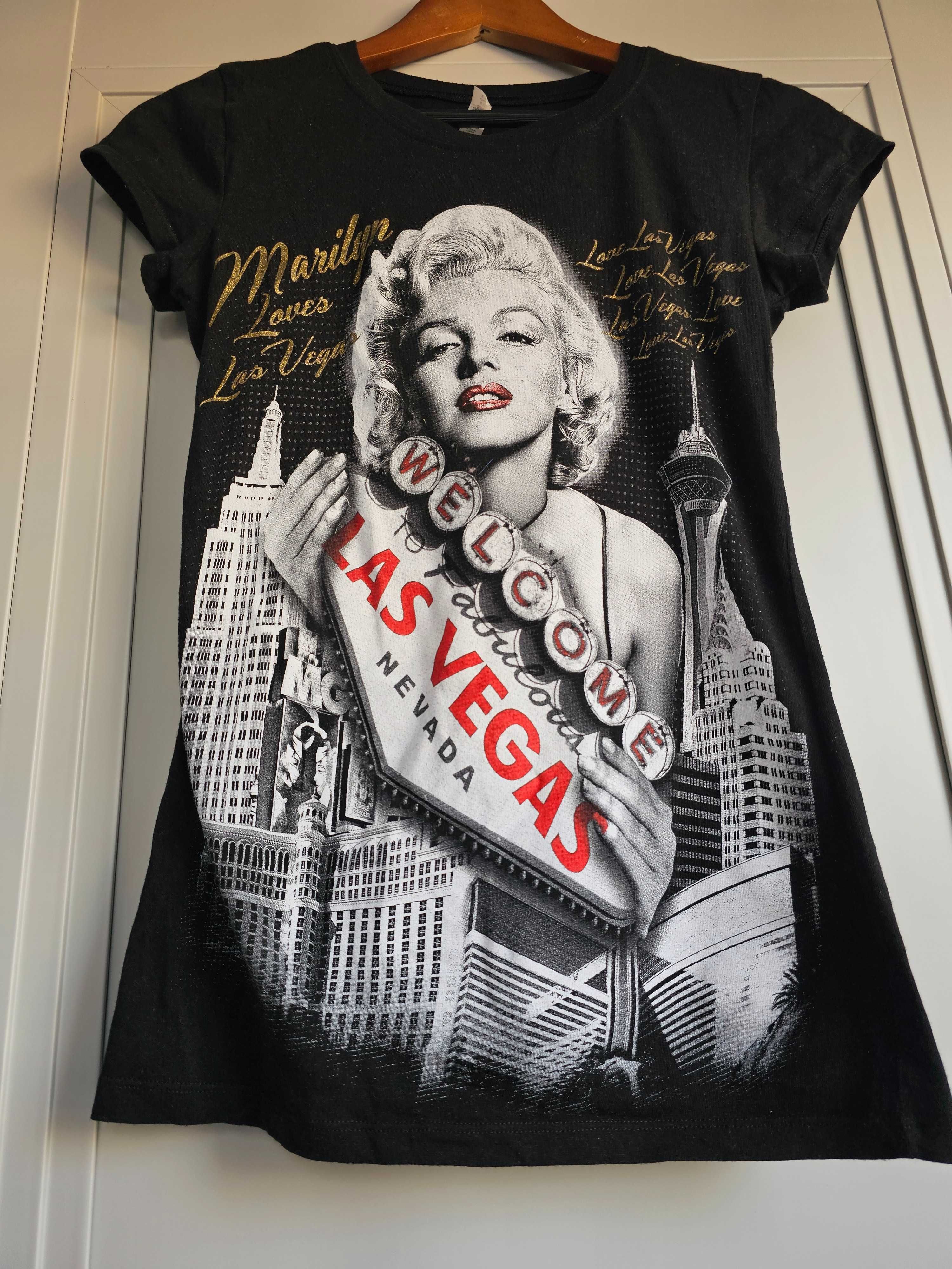 Marilyn Monroe Welcome Las Vegas czarna koszulka z krótkim rękawem