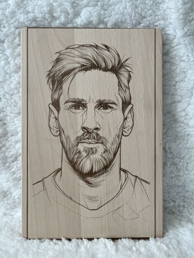 Messi Obraz wypalany na desce
