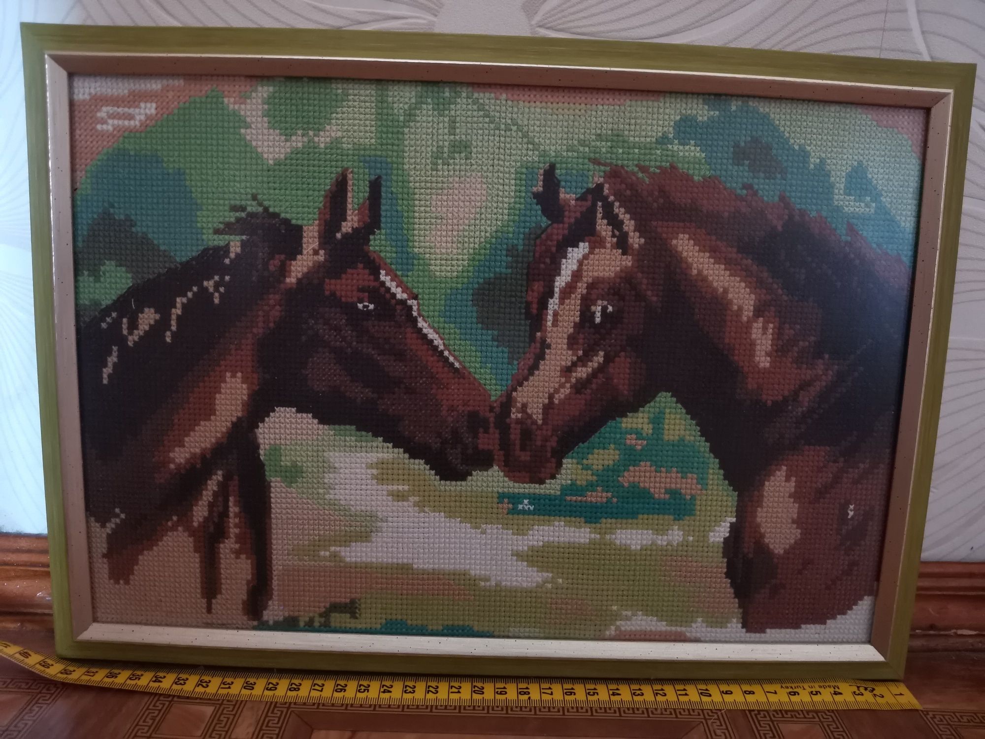 Картина вышивка лошади, кони, картина крестиком