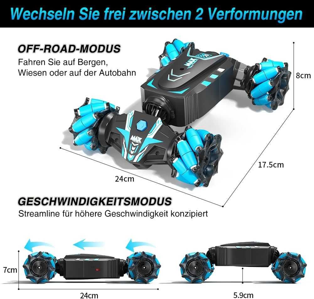 Samochód zdalnie sterowany RC TWIST STUNT Car 360° Gesty rąk Pilot 2w1