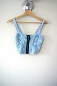 topshop jeansowy croptop bralet gorset dzinsowy 36S zbluzka jeansowa