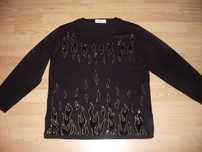 sweter damski czarny lana merinos wełna